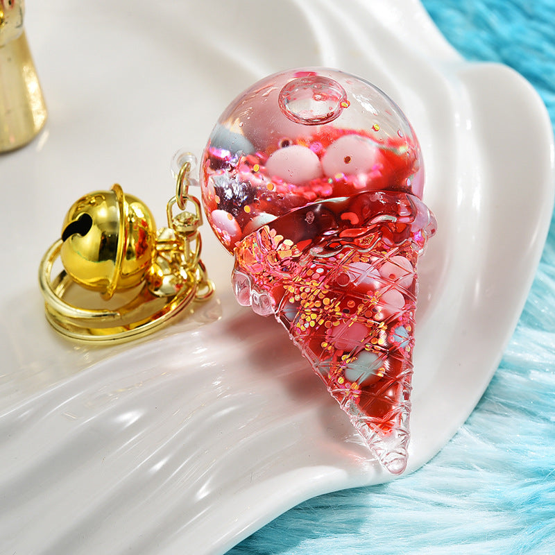 Wholesale Ice Cream Luminous Oil Floating Acrylic Liquid Keychain